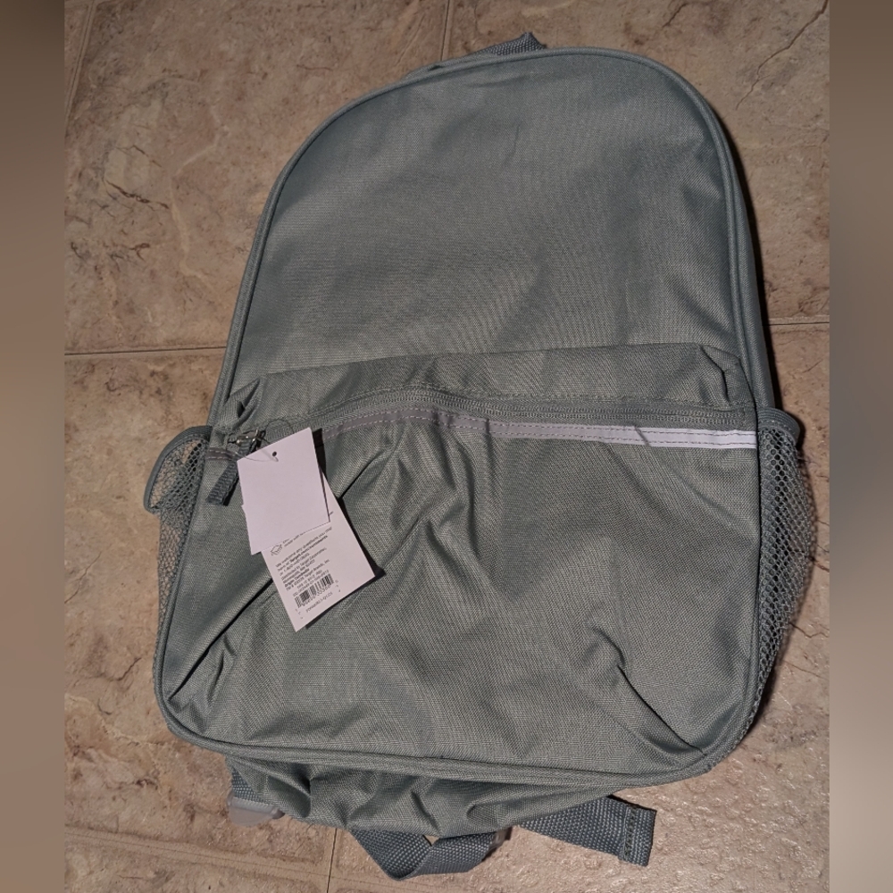 Minimalist Greenish Backpack with Reflective Detail